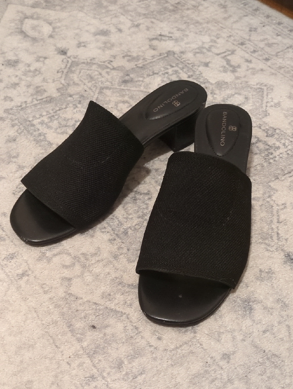 Bandolino Black Wide-Band Slide Mules